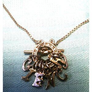 GIVENCHY Pave Crystal Toggle Choker Necklace | Gold Tone Letter Charms Vintage